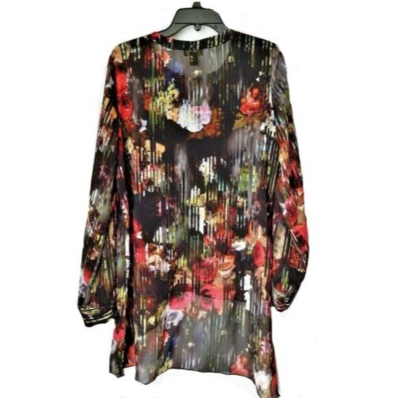 Cartise Semi-Sheer Floral Blouse Tunic Top Sz 8 NWT - Picture 3 of 5